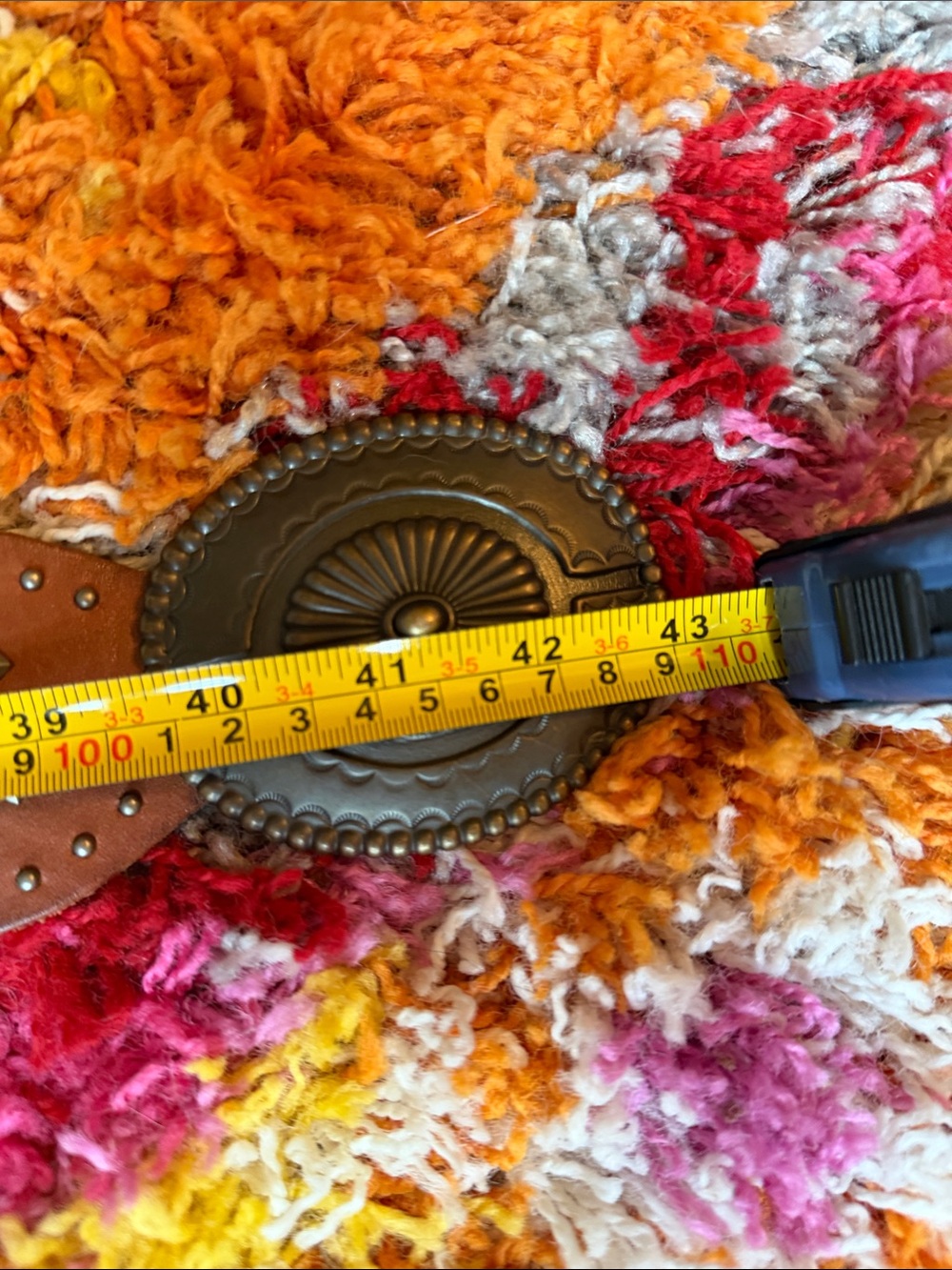 Brown Studded Leather Wide Belt with Decorative Buckle + Studs - Picture 7 of 8